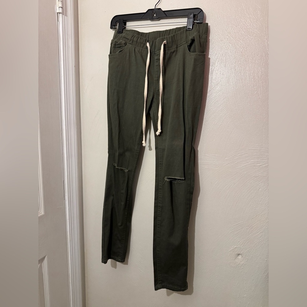 Army green jean joggers
